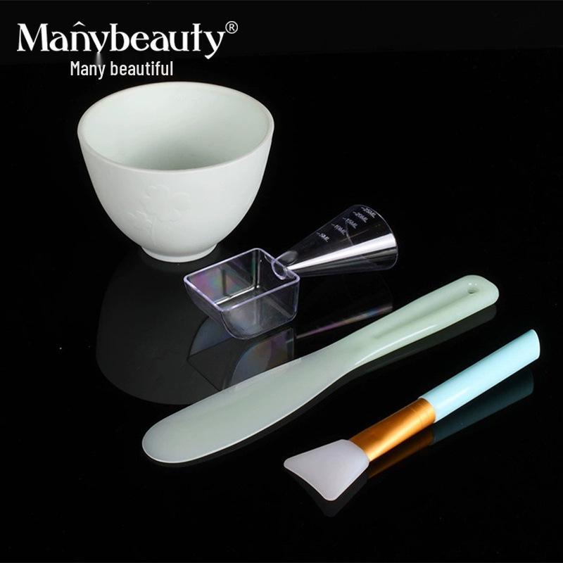 Four-Piece Clover Mixing Bowl Set: Silicone Mask Bowl & Beauty Salon Tool Kit.
