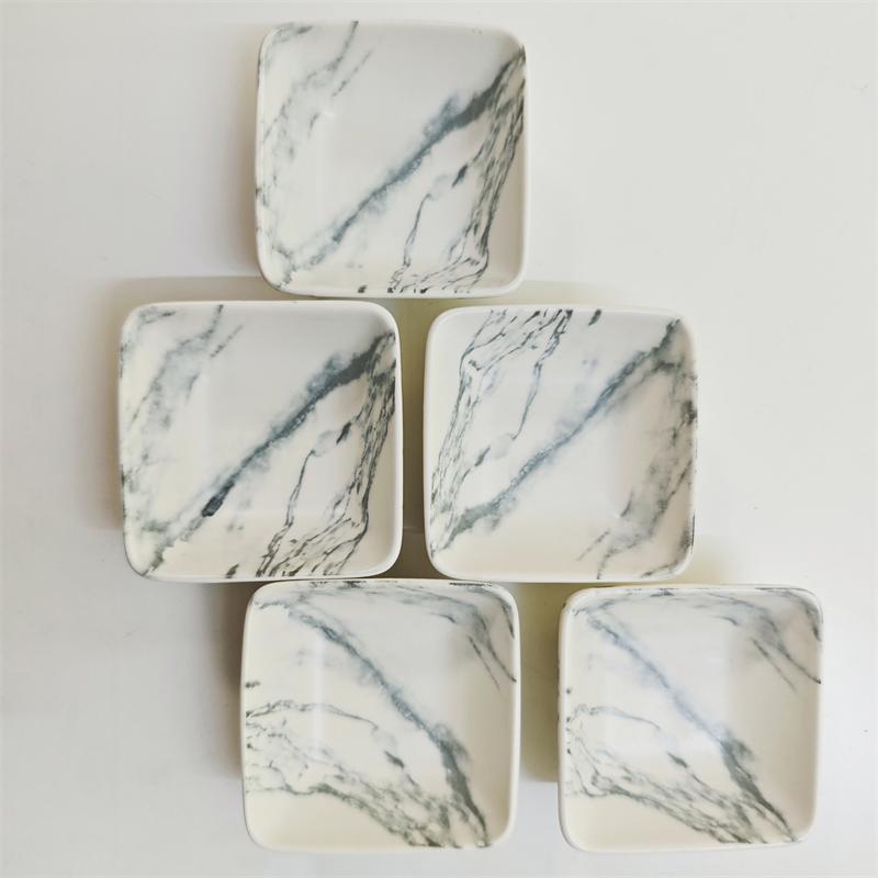 Ceramic Square Condiment Dish Creative Marble Pattern Seasoning Dish Sauce Wasabi Snack Plate Home Kitchen Supplies Tableware