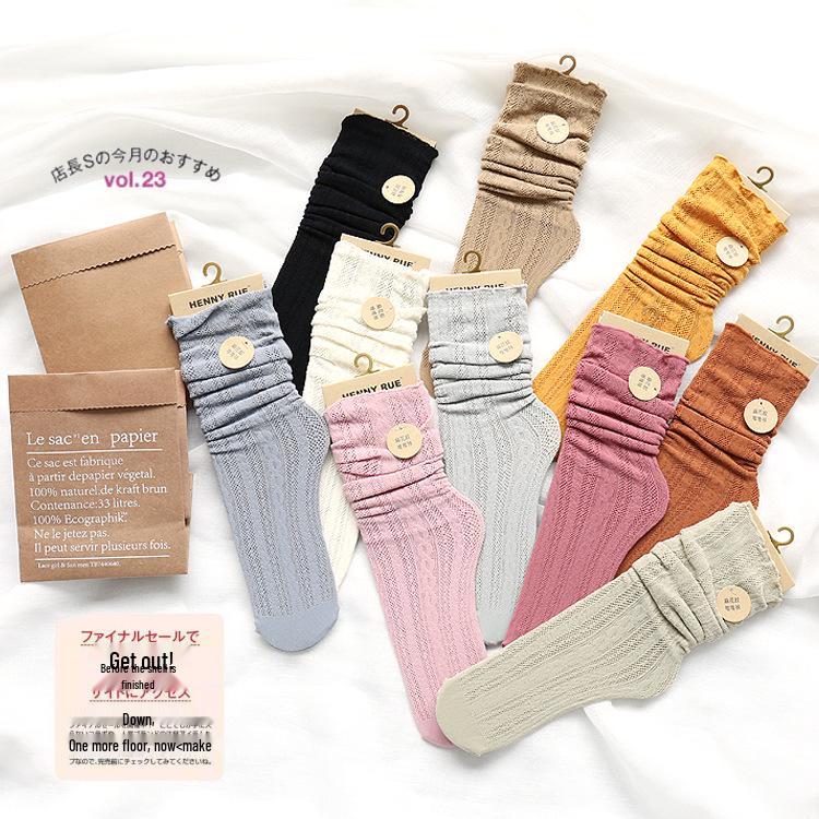 Women's Spring/Summer Cable Knit Slouch Socks with Lettuce Edge