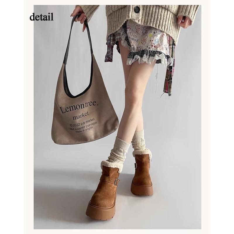 Dámské zimní robustní sněhule na platformě umělé semišové neklouzavé kotníkové boty s kožešinovou podšívkou hřejivé pohodlné vycházkové boty krátké boty pro ženy