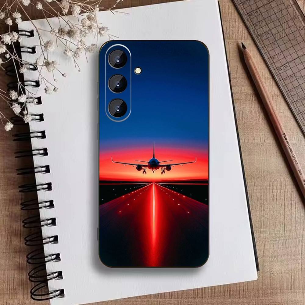 

Чехол для телефона Самолет для Samsung Galaxy A73, 21, 22, 32, 71, 53, 52, 51, 80, 5G, Мягкий черный чехол Samsung a70