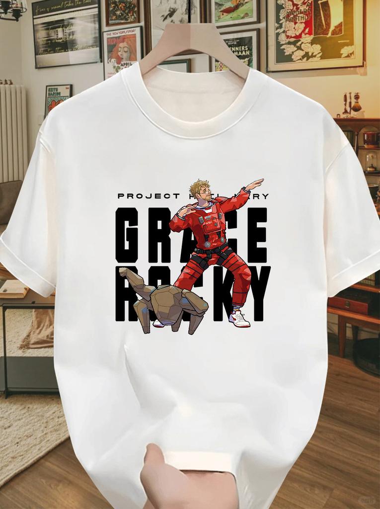 2026 Project Hail Mary Ryland Grace Rocky Graphic 100Cotton Unisex Shirt Summer New Fashion Unisex Oversized Tshirt Fan Gift