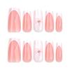 French White 3D Flower Medium-Long Square Wearable Nail Tips