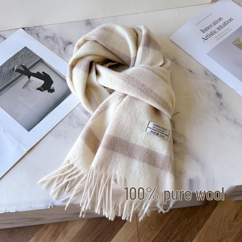 100% Reine Wolle Blauer Karoschal - Warmer, Vielseitiger Halswärmer für den Winter