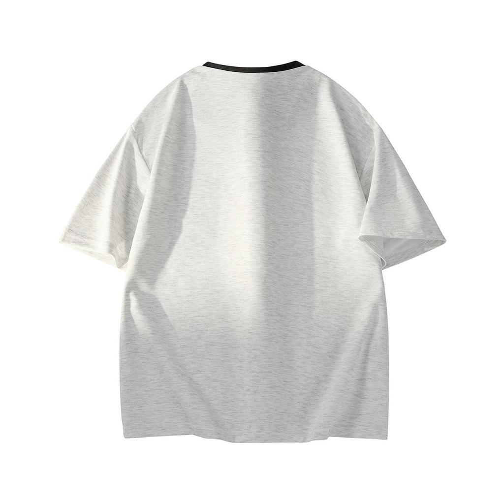 New Oxygen Cotton Striped Fabric Fake Two-piece Trendy T-shirt