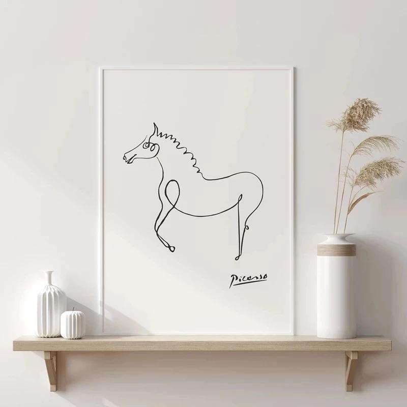 

Picasso Minimalist Animal Dog and Peace Dove Canvas Painting Wall Art Pictures Posters and Prints for Living Bedroom Home Decor 8X12inch 20x30cm