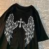 Fashion Winged Print Pattern Tshirt  Summer Umeda Y2K Highquality Pure Cotton Mens Shortsleeved Tshirt