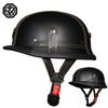 Leather Vintage Helmet  WWII Style BLACK German Motorcycle Open Face Half Helmet Chopper Biker Pilot Camouflage