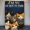 Funny Cat Observer Metal Plaque Vintage Waterproof Wall Art Home Bedroom Decor Sign 2D Flat Print Ornament