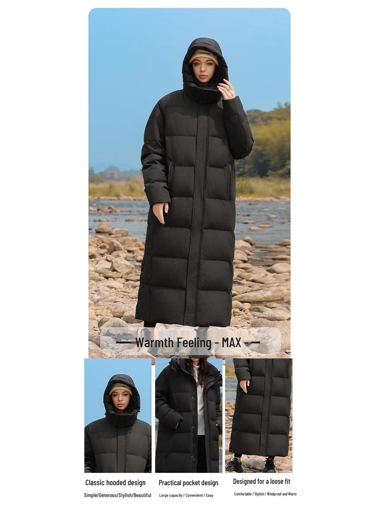 Unisex Long Ankle-Length Goose Down Jacket - Casual Loose Korean Style for Autumn/Winter