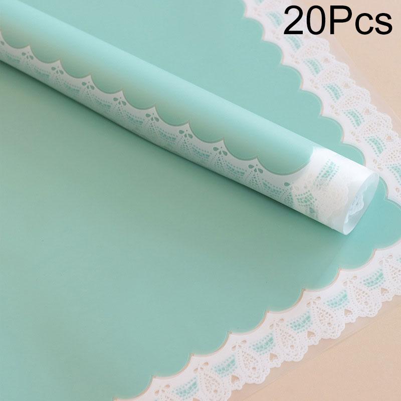 

20Pcs Lace Practical Packaging Paper Sweet 56CM Gift Flower Bouquet Packaging Pattern Waterproof зелений