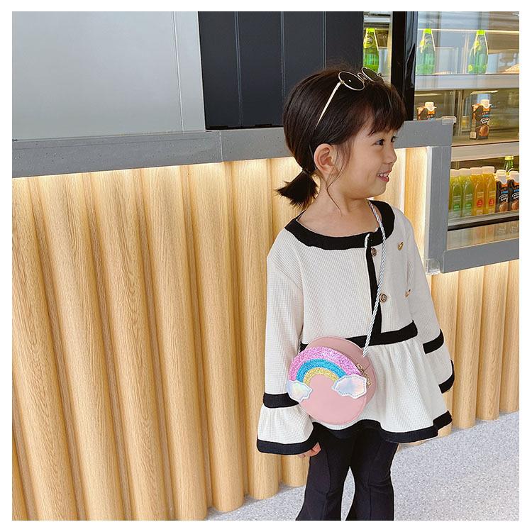 Lovely Baby Girls' Rainbow Coin Purse Fashion Children Round Crossbody Bags Cute Princess Small Handbag Accessories Shoulder Bag