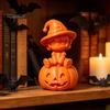Halloween Girl Statue 3D Printed Pumpkin Figurine, Spooky Witch Statue, Figurine Sitting On Ornament for Party Decor Desktop