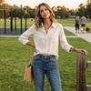 Dames geruit loszittend knoophemd met lange mouwen casual top