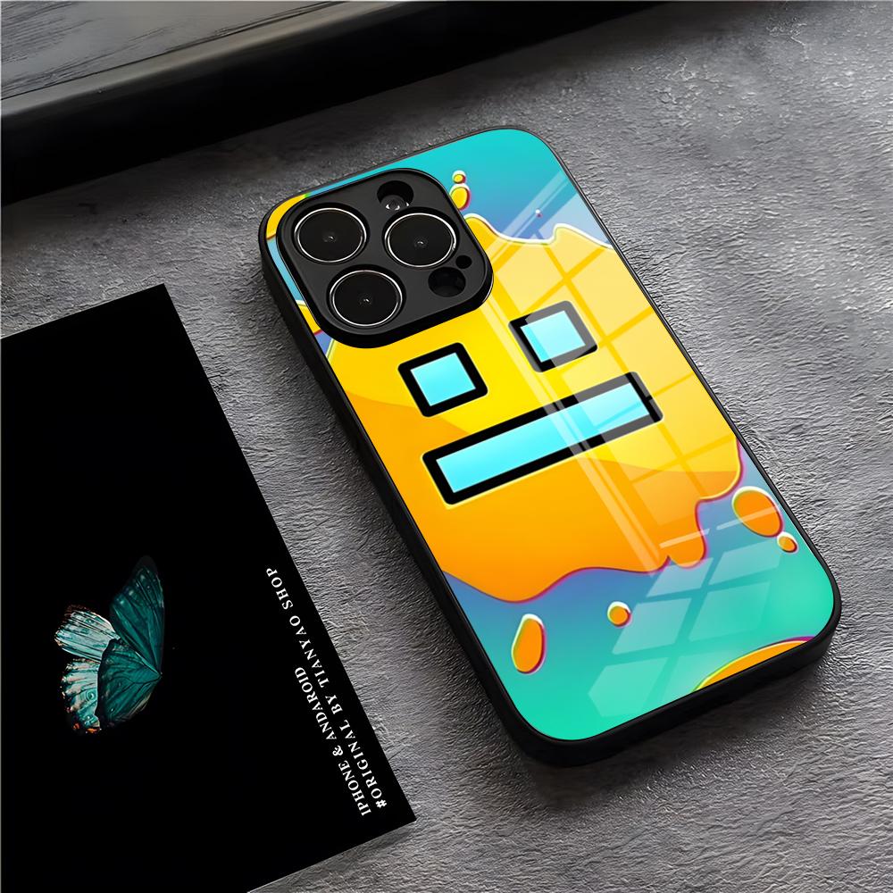 Game G-Geometry Dash Phone Case For IPhone 17 Pro Max 15 Pro 16 14 Plus 12 13 Mini 11 Pro Shockproof Glass Cover