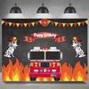 Firefighter Firetruck Theme BackgroundRed Fire Truck Children Boy Birthday Party Decor Baby Shower Photography Backdrop Props