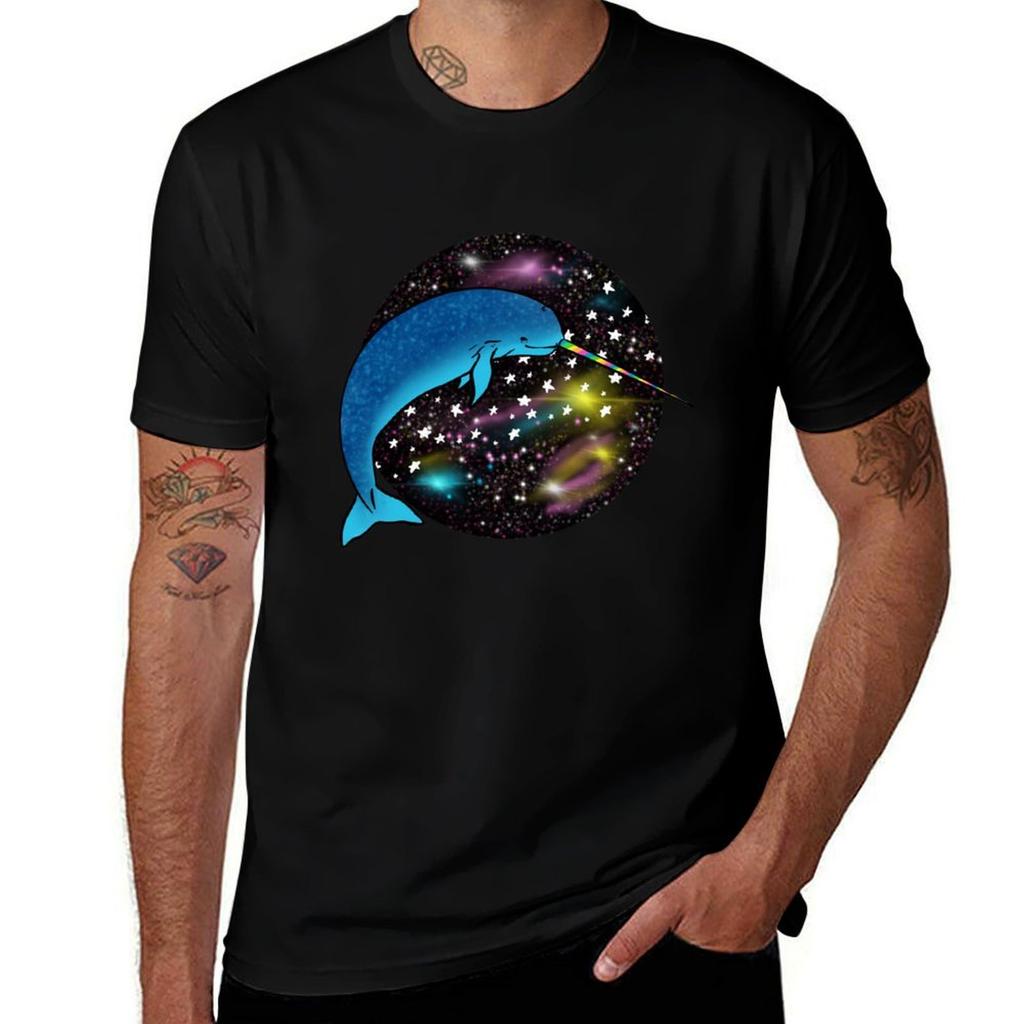 Rainbow Narwhale Tshirt Big Size Simple Tshirt