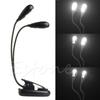 Dual for Head LED Clip Book Light Adjustable Reading Lamp Battery Operated Clip-On Reading Light for Kids Desk Bed Headb