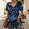 Fashionable New Casual Women's Clothing Color Pattern 3D Printed V-neck T-shirt Daily Loose Women's Short Sleeved T-shirt