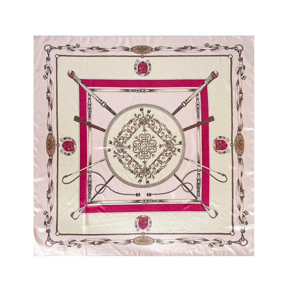 90cm Silk Scarf Headscarf Classic Scepter Print Silk Scarf Women's Satin Square Scarf Shawl