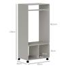 Wardrobe with Shelves, 2 Hanging Niches, 4 Swivel Casters, 60 x 40 x 128 cm, Grey