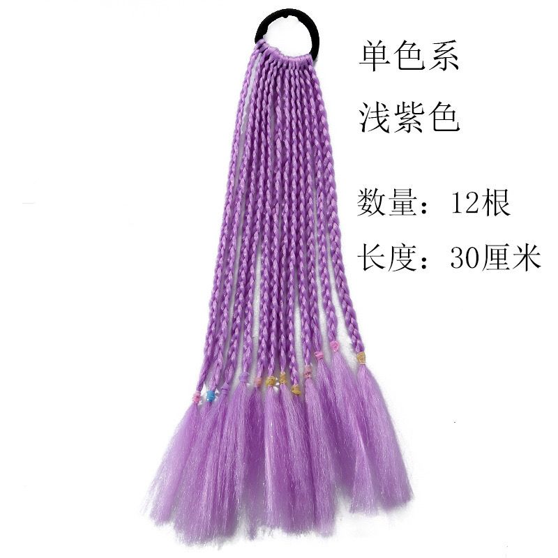 Children's Wig Dreadlocks Hair Accessories Bow Tie Style Colorful Braided Hair Ties Girls' Short Stage Cute Ombre Ponytail