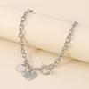 Women European Temperament Sweet Cool Choker Round Heart OT Buckle Chain Micro-set Minimalist Necklace For Women