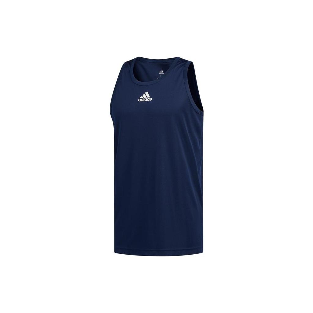 Adidas Logo Print Basketball Tank Top Men Tops Navy DX6732