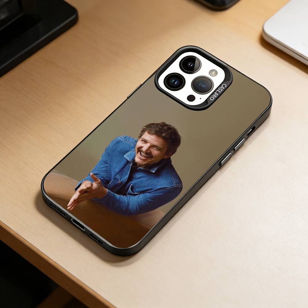 P-Pedro Pascal  Phone Case For iPhone 17,16,15,14,13,12,11 Plus,Pro Max,XS,Colorful Silver Phone Case Funda Cover