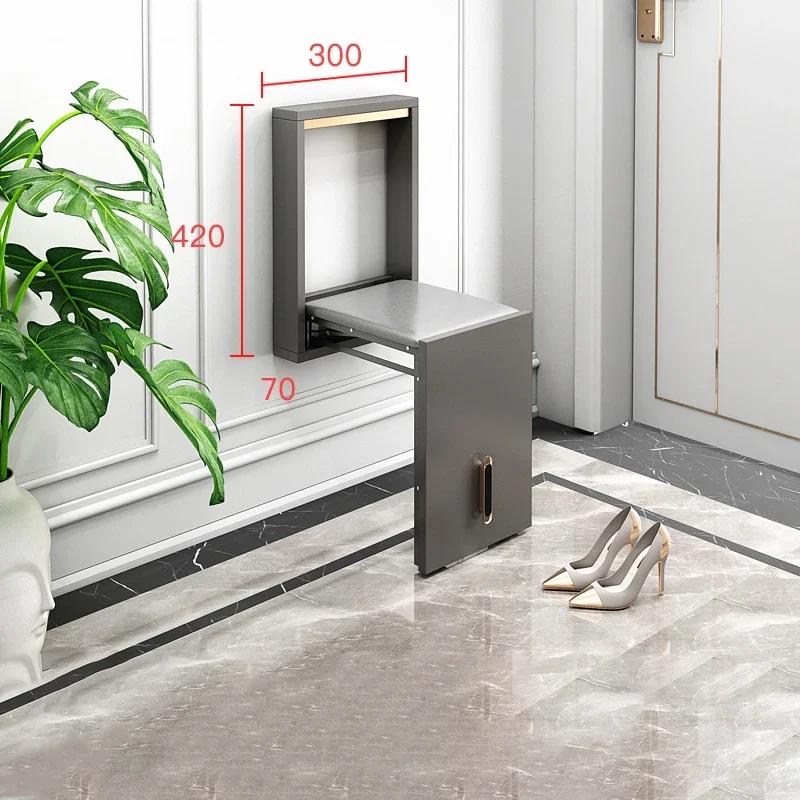 Для скандинавского домашнего декора Ванная Мебель Крыльцо Ультратонкий Стул для смены обуви Складной стул Массив дерева Настенный стул Душ Cha серый 35290₽