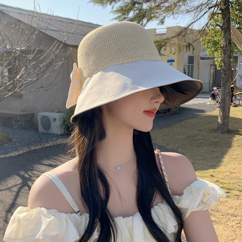 Vinyl Hat Female Embossed Butterfly Mesh Breathable Bucket Hat Summer Outdoor Sunscreen Sun Hat New