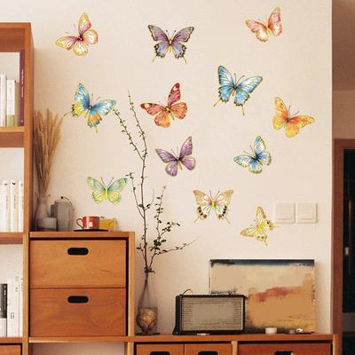 Tj11000 Creative Cute Multi-Colored Butterfly Wall Sticker Beautify Decoration Living Room Bedroom Background Self-Adhesive Wall Sticker