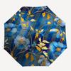 1pc Blue Floral Pattern with Gold Accents Umbrella with Plastic Handle,Suitable for All Seasons Umbrellaptys26091
