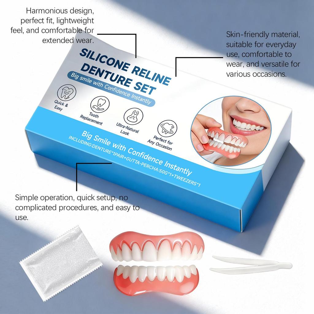 Resin Denture Decoration Set Teeth Whitening Soft Safety Perfect Fit Tooth Comfortable Smile Temporary Orthodontic Silicone Sets