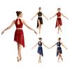 Ținută de dans liric pentru femei Fără mâneci Decupaj la spate cu nasture Strass Crop Top Fustă fluidă cu croială laterală și tiv neregulat