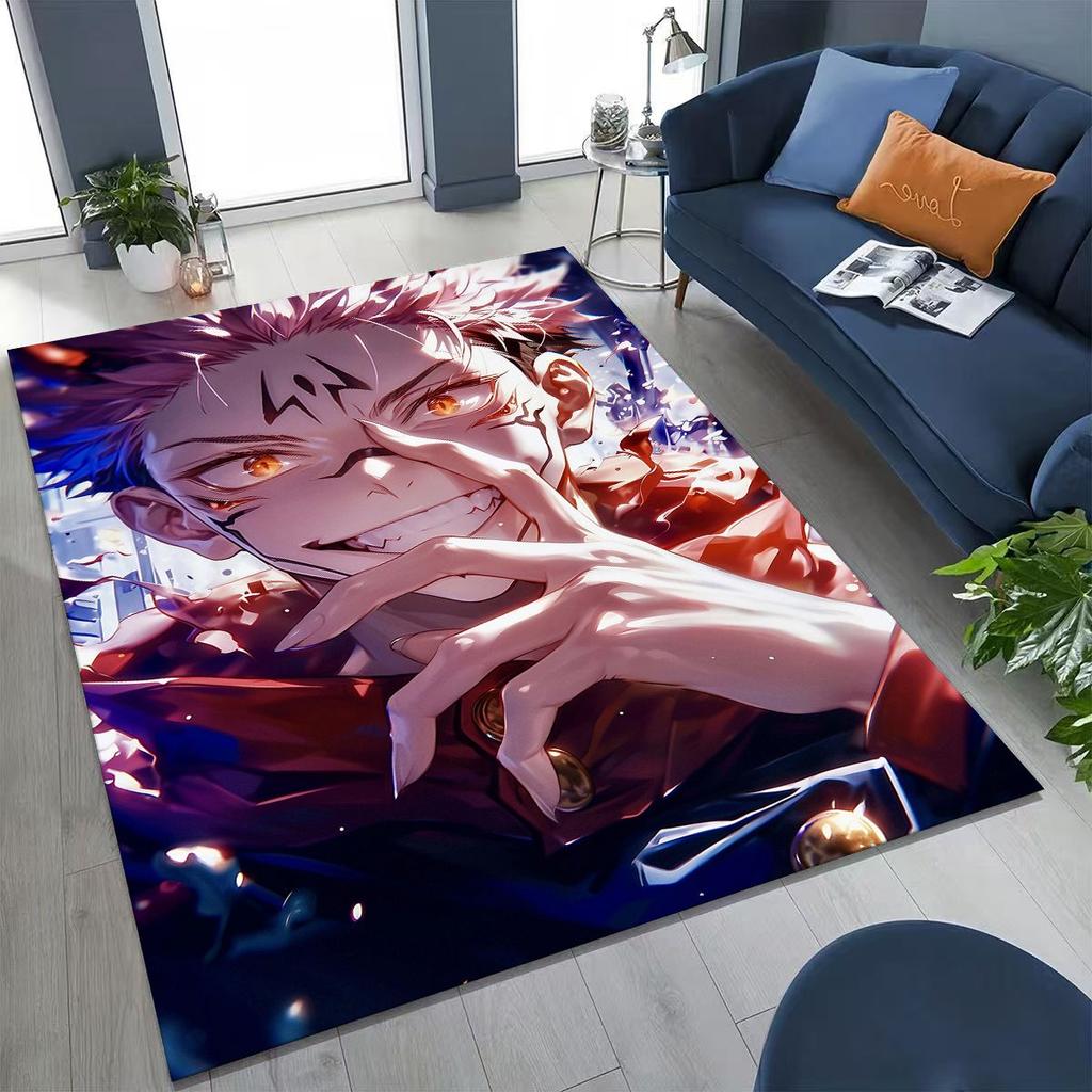 Anime Jujutsu Kaisen Yuji Satoru Kreskówkowy Dywanik do Sypialni Salonu Sofy Dekoracja Domu Wycieraczka, Duża Mata Podłogowa Antypoślizgowa do Zabawy dla Dzieci