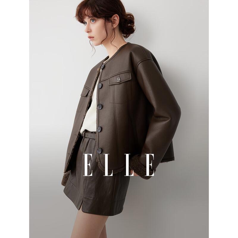 ELLE Women s Retro Faux Fur Short Jacket L
