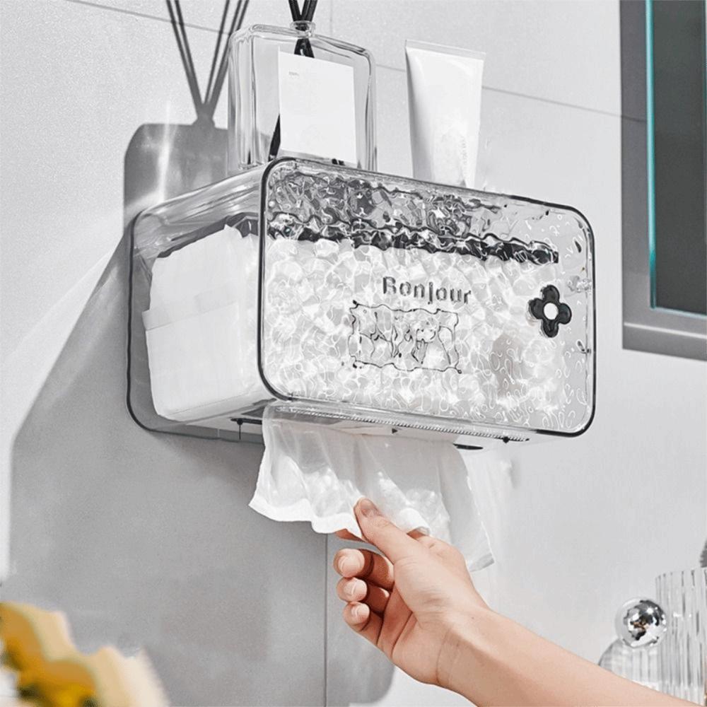 Plastic Napkin Storage Box Wall Mounted Bathroom Storage Box Paper Box  Living Room