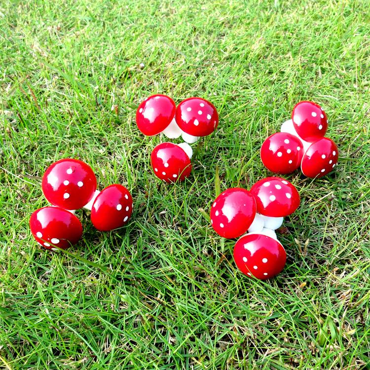 Set of 12 Red Christmas Small Mushroom Ornaments for Tree Decoration