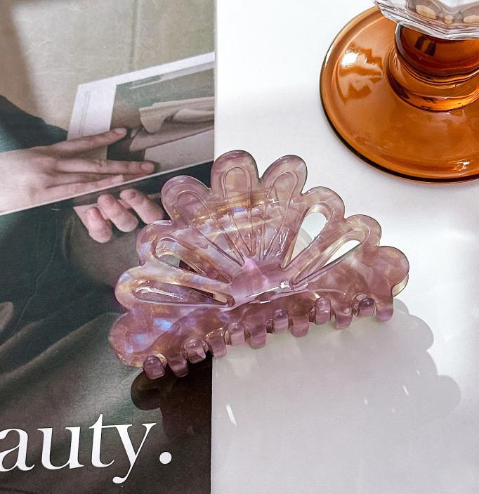 

Chic Acid Resin Colorful Flower Hair Clip For Effortless Bun Styles And Everyday Fashion Light Purple 8cm
