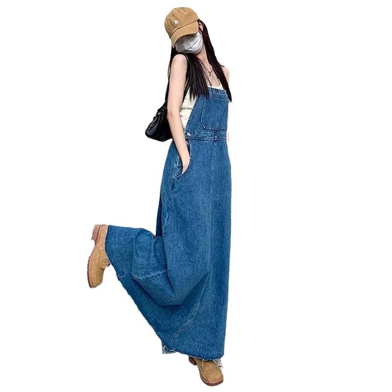 Damen Denim Altersreduzierendes Schlankheitskleid - 2025 Frühling/Sommer Locker Langes Blaues Kleid