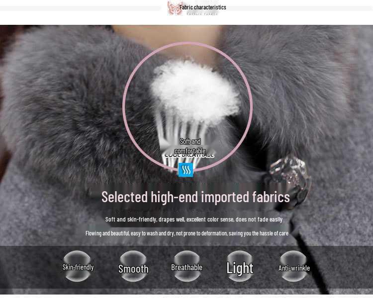 Hepburn Style Mid-Length Wool Coat with Imitation Fur Collar for Women