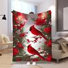 1pc Cozy Winter Christmas Red Bird on Branch Themed Pattern Printed Flannel Blanket, Soft And Warm, Perfect Gift for Holiday Mem
