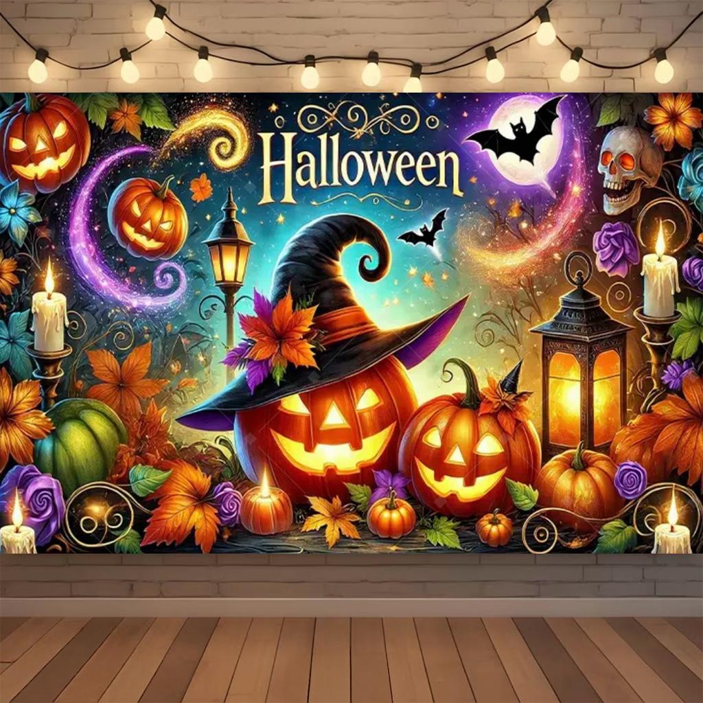 Happy Halloween Backdrop Neon Pumpkin Bat Skull Cemetery Photography Background Halloween Party Photo Booth Decor Banner Gift496