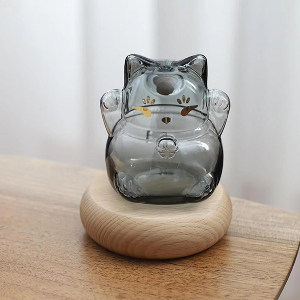 Spardose aus klarem Glas in Katzenform Süßer Goldbohnenbehälter Kleine Goldbohnenbank Wunschstern