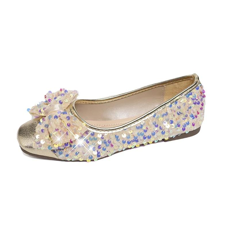 Women's Fashion Mary Jane Shoes Fall New Square Head Light Cut Sequin Butterfly-knot Soft Soled Flats