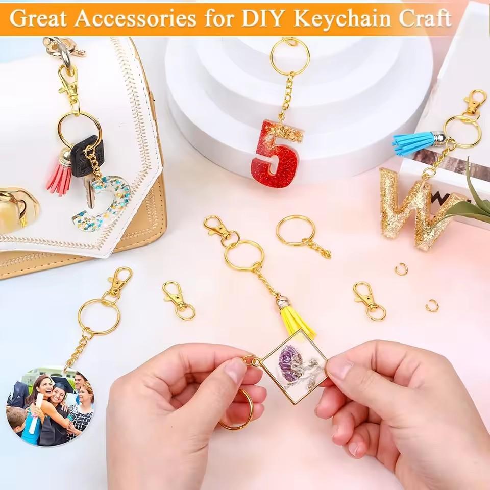 90Pcs/Set Key Chain Rings Pendants Keychain Hardware Key Hooks with Key Rings and Jump Ring DIY Crafts Keychain Making Supplies