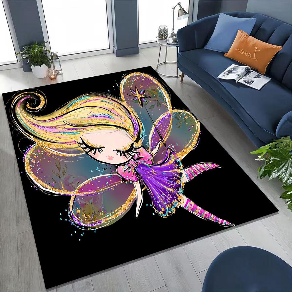 Elegant Ballet Dacing Girl Ballerina Cartoon Rug for Bedroom Living Room Sofa Home Doormat Decor,Large Kids Non-slip Floor Mat