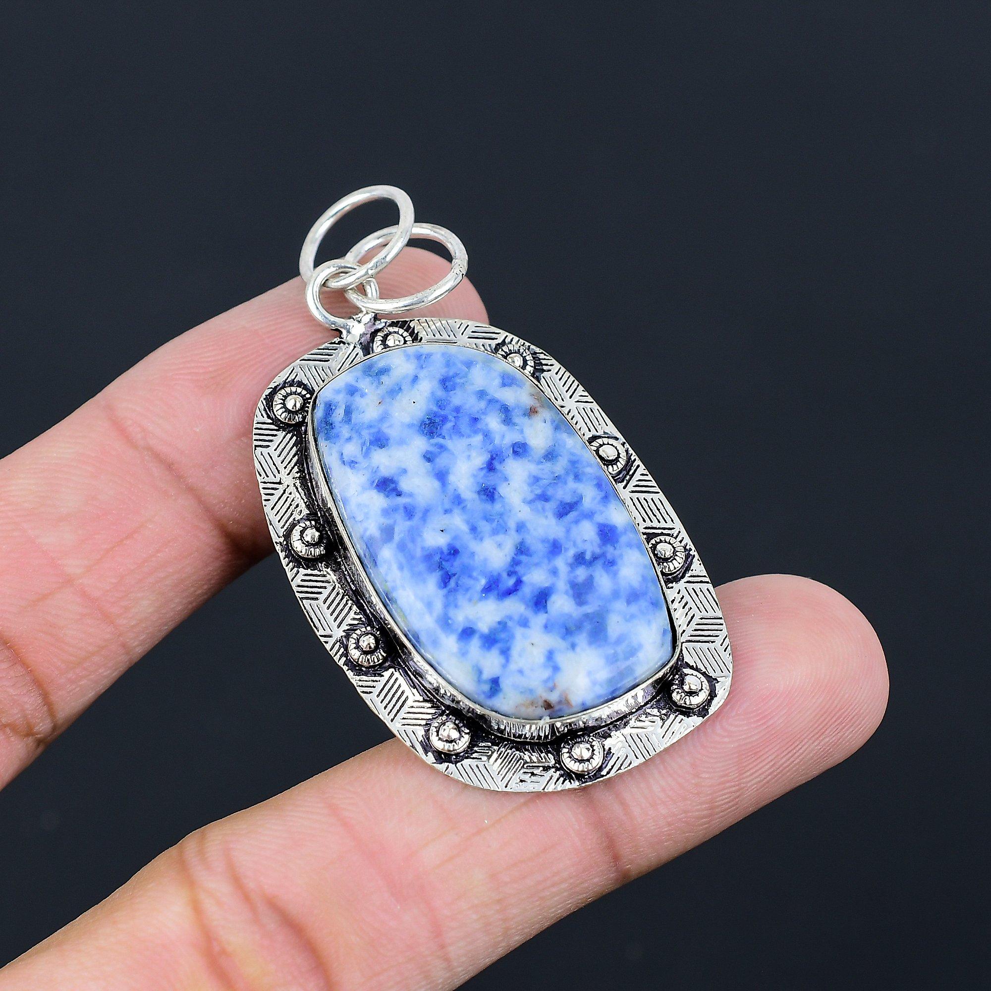 Sterling Silver Marquise Sodalite Stone Birthday Sister Trendy Pendant Jewelry