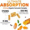 Integratore Alimentare Complesso di Curcumina Biologica, Con Zenzero, Estratto di Pepe Nero